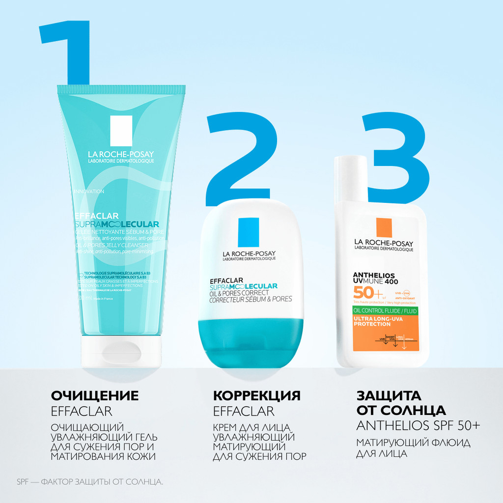 La Roche-Posay Effaclar Супрамолекулар Гель для сужения пор и матирования кожи 200 мл