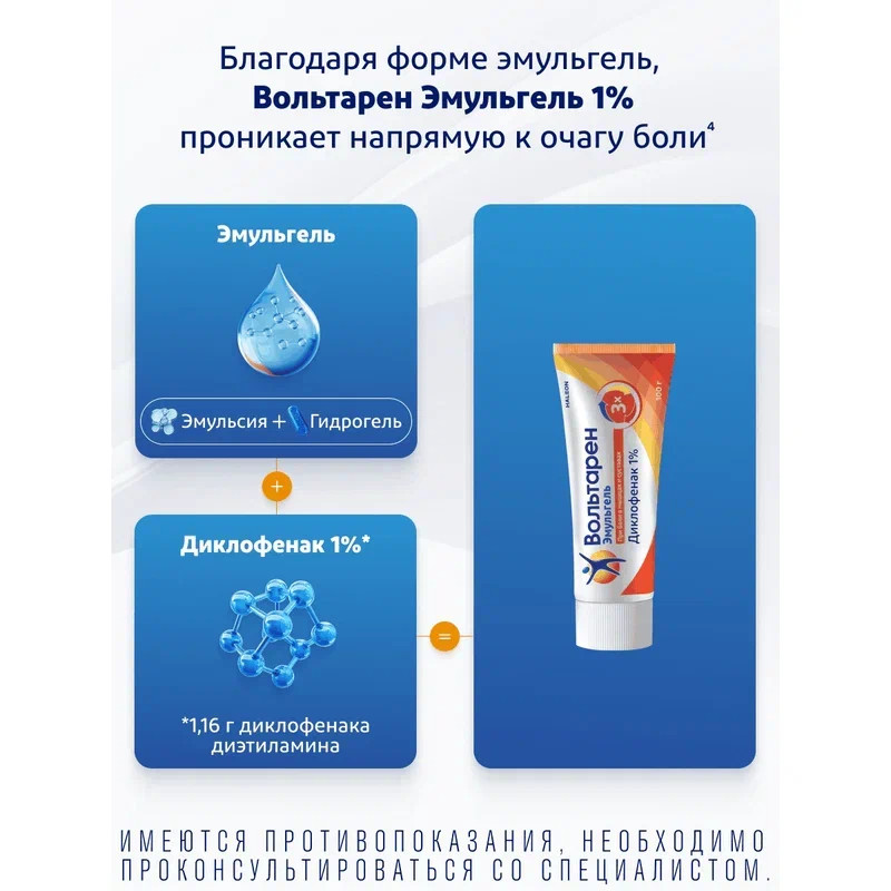 Вольтарен Эмульгель 1% гель для наружного применения 100 г