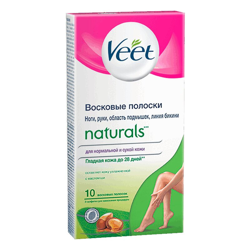 Veet Нейчуралс Полоски восковые масло Ши 10 шт